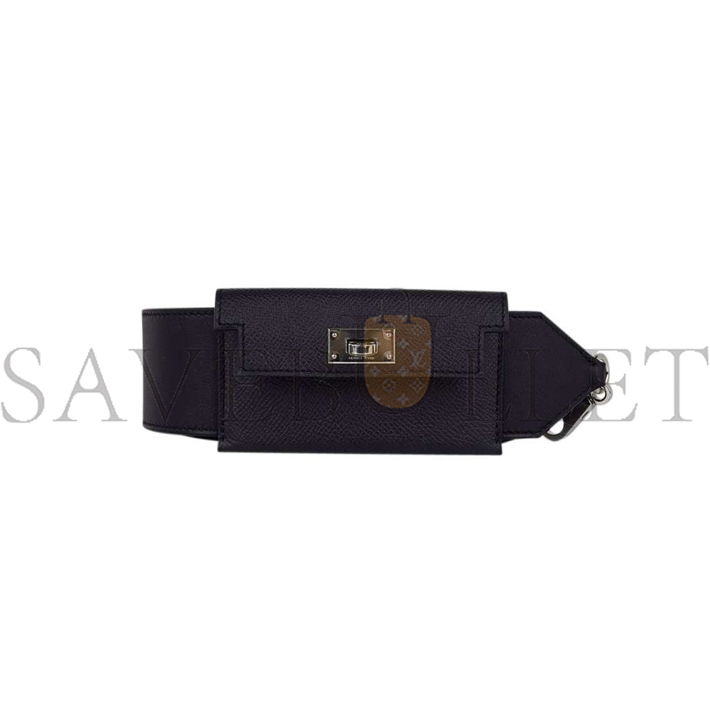 HERMES SWIFT EPSOM POCKET KELLY SHOULDER STRAP BLACK (5cm)